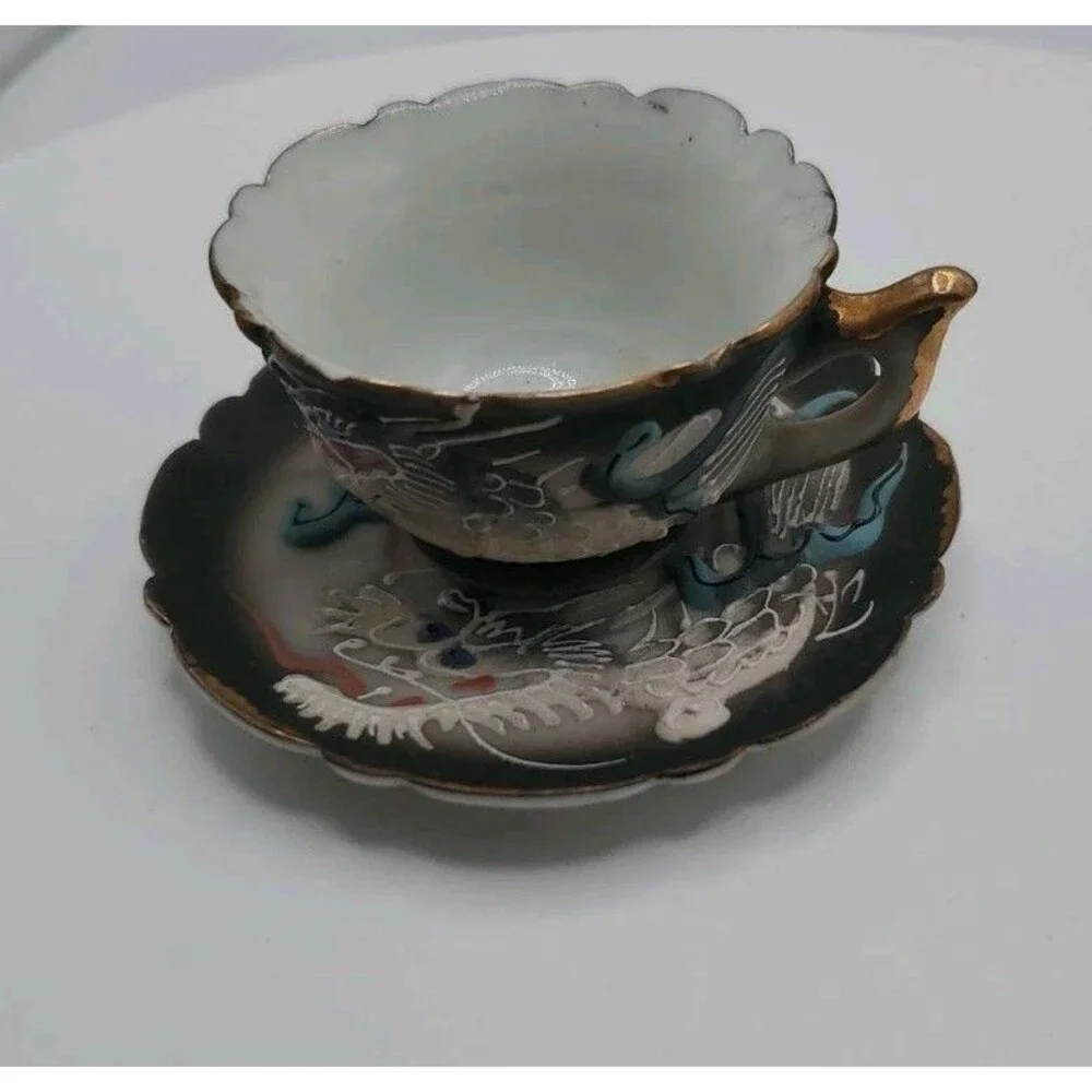 VINTAGE 1950'S MINIATURE DRAGONWARE CUP AND SAUCER SET